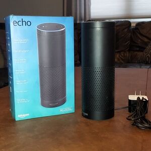 Amazon Echo Smart Speaker in Black with Power Adapter